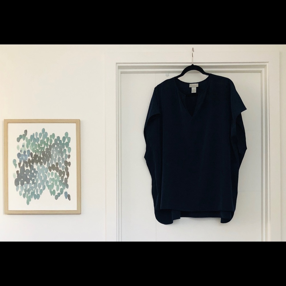 Lane Bryant Navy High-Low Blouse